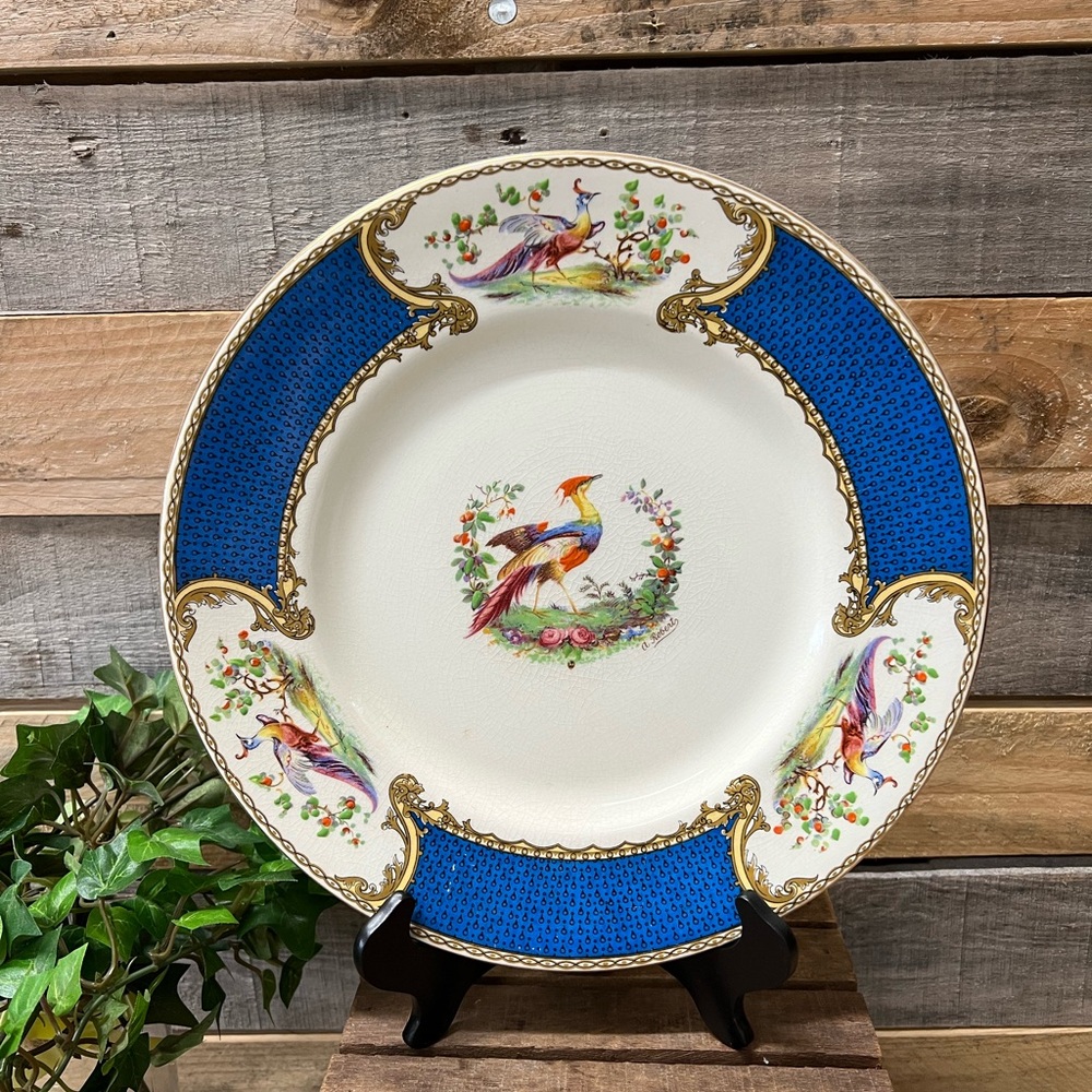Vintage 1930's Myott Staffordshire Blue & Gold Dinner Plate